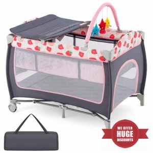 GYMAX Folding Travel Cot