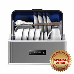 Home Smart Dishwasher with Table Top Disinfection Cabinet 6 Cleaning Modes 6L Water Tank Stainless Steel Color 43 * 42 * 41cm