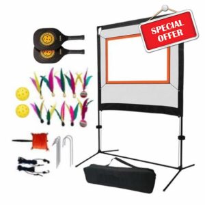 F Fityle Badminton Net Set with Rackets Pickleball Net Adults Convenient with Shuttlecocks Sports Net for Indoor Training Parks Sports