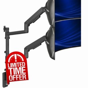 VIVO Pneumatic Arm Dual Ultrawide Monitor Wall Mount for Up to 49 inch Screens