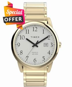 Timex Men's Easy Reader 40 mm Watch - Gold-Tone Stainless Steel Expansion Band White Dial Gold-Tone Case TW2W52