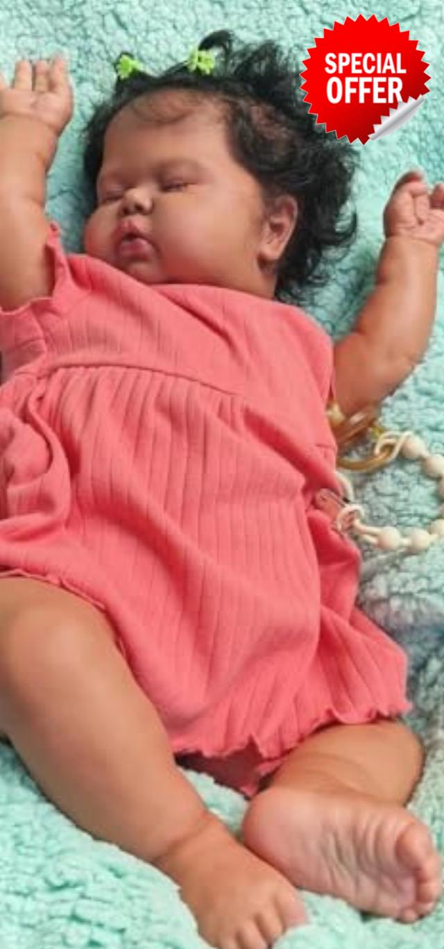 iCradle 24Inch Reborn Doll Baby Dolls Beauttiful Clothes Black Skin Sleeping 60CM Newborn Baby Realistic Newborn Dolls For Age 3+