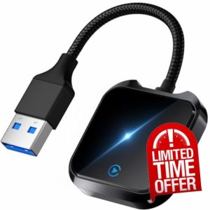 Wireless Carplay Adapter UK:Mini Carplay Wireless Adapter with Fast Stable 5Ghz WiFi Bluetooth Connection Compatible with iPhone 6 or above/iOS10+ & Cars from 2016 & USB-A/Type-C