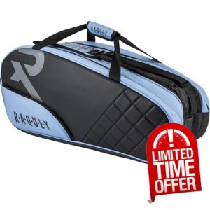 Elite Racquet Bag for 6 Rackets – Quilted Faux Leather Tennis Racket Sports Bag. Thermal Lining