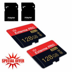 2 Pack Micro SD Card 128GB Class 10 with SD Adapter High Speed Memory Card for Tablet