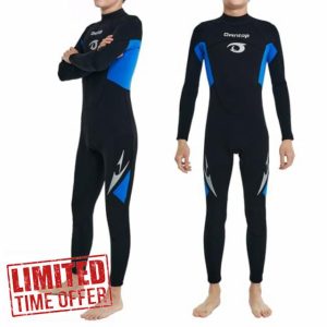 Owntop Kids Wetsuit | 2.5mm Neoprene for Boys Girls | Teens Youth Full Wet Suit | Thermal Stretch Back Zip Diving Suit Waterspo