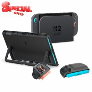 Spigen Nano Pop Case Compatible with Nintendo Switch 2 2025 Case with Built-in Stand - Black Sesame