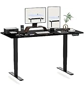 FLEXISPOT 140 x 80cm Electric Standing Desk ONE PIECE Height Adjustable Desk Sit Stand Desk with ...
