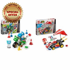 LEGO Super Mario: Mario Kart – Yoshi Bike Set + Mario Kart – Standard Kart Car Toy Set for Kids