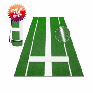 Softball Pitching Mat 10x3FT Softball Pitching Trainer Mat 0.8 Inch Thickness Antislip Indoor & Outdoor Softball Pitching Training Aid Artificial Grass Softball Mound with Carry Strap