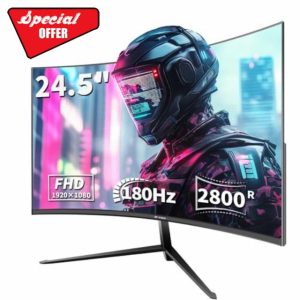 CRUA 24.5 Inch 180hz Curved Gaming Monitor