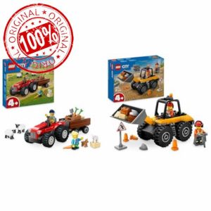 LEGO City Red Farm Tractor with Trailer & Sheep + Yellow Construction Wheel Loader 4+ Year Old Boys & Girls - Preschool 60461 + 6045