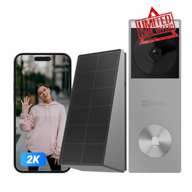 EZVIZ 2K Solar Doorbell Camera Removal-Free Charging No Monthly Fee