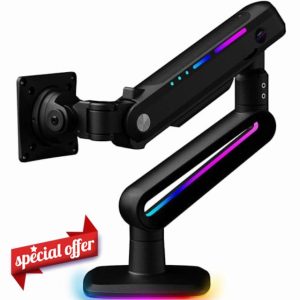 Invision VORTEX Gaming Monitor Arm for 27-57 Inch Screens | Curved & UltraWide | 5v USB Powered | 14 Mode RGB Integrated LED Lights | 3-18kg MAX (VR200)
