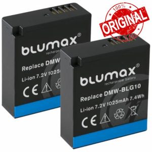 2 x Blumax Replacement Battery for Panasonic DMW-BLG10 / DMW-BLG10E | 1025 mAh - for Lumix DMC-GF6 GX7 III GX80 LX100 DC-TZ202 G110 - DMW-BLE9 E BP-DC15 E