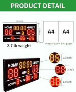 Digital Scoreboard with Remote for Football Rugby Ball