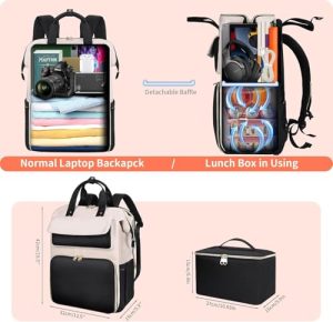 17.3 Inch Laptop Backpack with Insulated Cooler Lunch Box