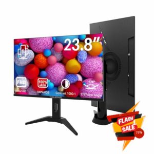 Thinlerain 24 Inch PC Monitor 1920x1080p LED Display Monitor with VGA/HDMI/AV/BNC/USB