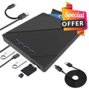 Custom Catch 8in1 External Blu-ray Drive USB 3.0 Type-C,Portable Blu Ray Drive