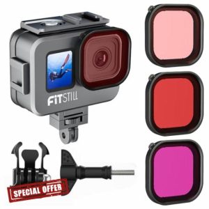FitStill 263FT/80M Aluminum Alloy Waterproof Case for Go Pro Hero 13 Hero 12 Hero 11 Hero 10 Hero 9 Black