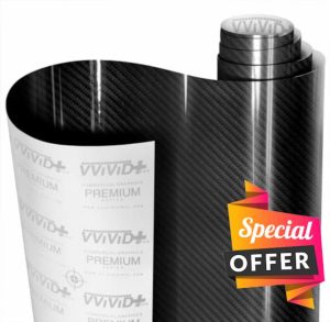 VViViD Tek R High-Gloss Carbon Fiber Vinyl Wrap Air-Release Adhesive Roll 30cm x 152cm (1ft x 5ft