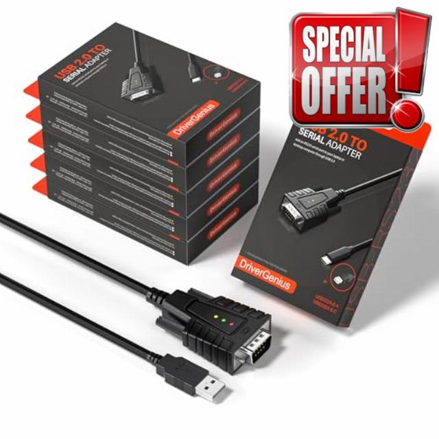 DriverGenius USB232A-B-A | USB to Serial (DB9) Adapter with 3 LEDs - Compatible with Windows 11 and macOS 15 【6-Piece/Package】