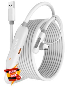 Maxonar VR Charging Link Cable 20FT (Next-Gen Chip) Compatible with Meta Quest 3S/Quest 3/Oculus Quest 2/Pico 4 and PC VR Headset Steam VR Accesorios 5Gbps High Speed USB 3.0 to USB C Cable (White)
