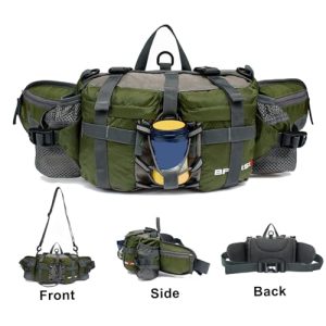 11.2inch Waterproof Waist Pack with Bottle Holders & Shoulder Straps