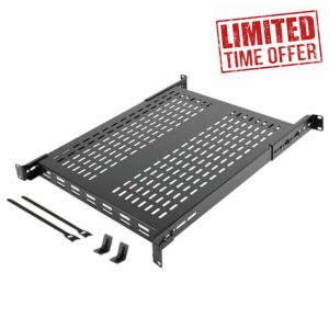 Tecmojo 1U Adjustable Vented Server Rack Mount Shelf - 19.5" (495mm) -37.4" (950mm) Depth