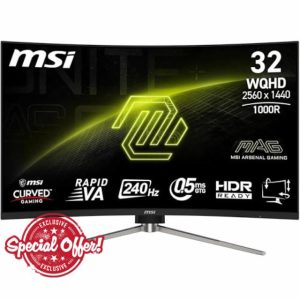 MSI MAG 325CQRXF E2 32 Inch WQHD Curved Gaming Monitor - 1000R 2560 x 1440 Rapid VA Panel