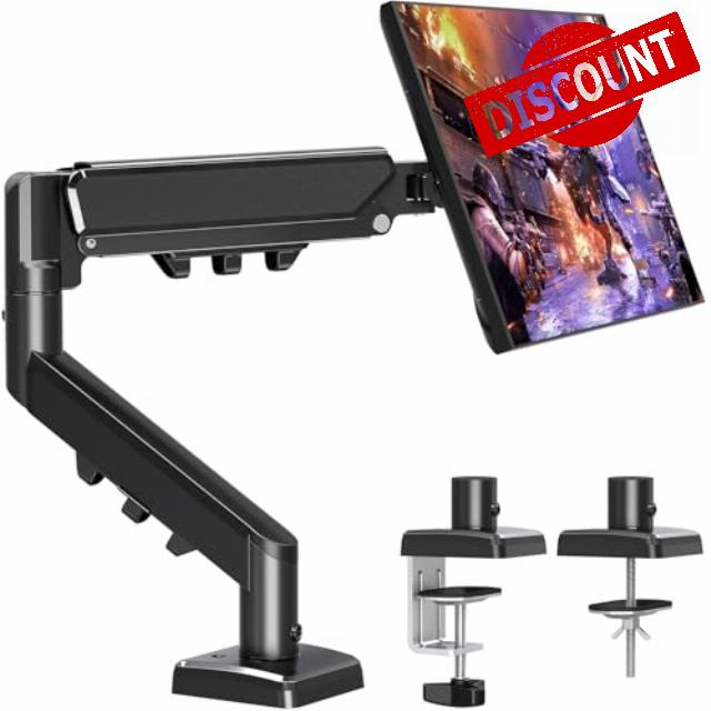ELIVED Single Monitor Arm - Adjustable Gas Spring Monitor Stand for 13-32 Inch Screens up to 9KG
