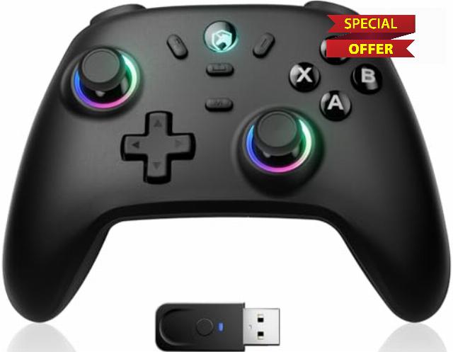 ECHTPower Wireless PC Gaming Controller - Hall Effect Joystick