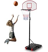 SPOTRAVEL 10FT Portable Basketball Hoop and Stand, 210-260cm Adjustable Basketball Goal System wi...