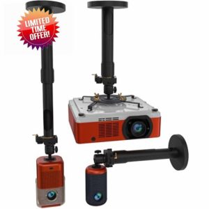 PropVue Universal Projector Mount - Adjustable Ceiling or Wall Mount for Office & Home Mini Projectors - Full Motion