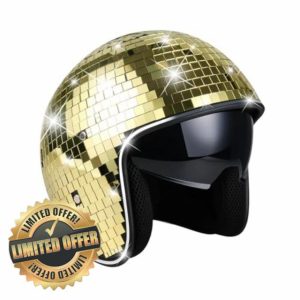 Hellery Disco Helmet Glass Sequins Men Women for Performance Show Carnivals Party