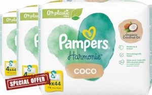 Pampers Harmonie Coco Wipes - Pack of 12 x 44 Wipes