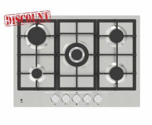 Gas Hob 5 Zone Built-In with Cast Iron Pan Stands 70cm - Stainless Steel