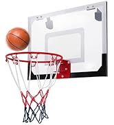 SPOTRAVEL Mini Basketball Hoop, Indoor Basketball Hoop with Shatterproof Backboard & All Weather ...