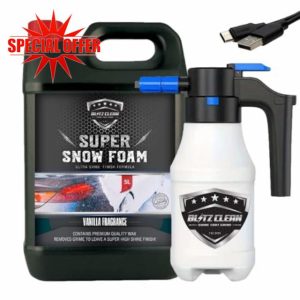 Snow Foam Plus Rechargeable Automatic Snow Cannon Sprayer Gun For Car Van Caravan 5L Super Thick Pre Wash Pressurised Snow Cannon Lance Kit No Jet/Pressure Washer Needed (Vanilla)