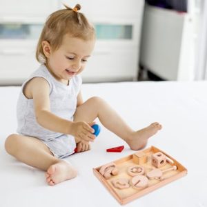 4Pcs Montessori Trays Natrual Wooden Safe Tablett with Handle Educational for Early Teaching