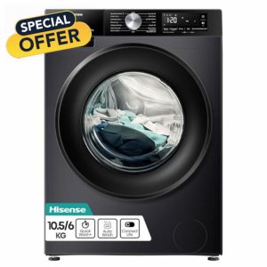 Hisense 3S Series WD3S1043BB3 Wifi Connected 10.5Kg and 6Kg Washer Dryer with 1400 rpm - Black - A-D Rated            [Energy Class D]