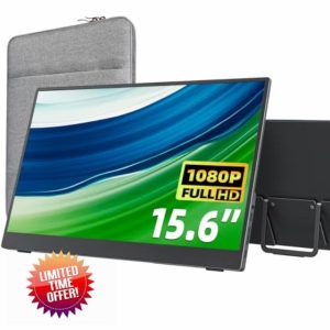 ocopar Portable Monitor 15.6 Inch Upgraded Travel 1080P Monitor with Speaker HDMI USB-C External Monitor for Laptop MacBook Surface PC Xbox PS5 with Built-in Kickstand&VESA Compatible