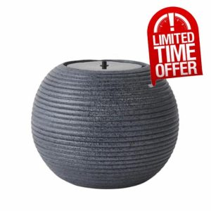 ValueLights | Round Ribbed Solar Powered Outdoor Cascading Water Fountain Feature Garden Light | Outdoor Lights