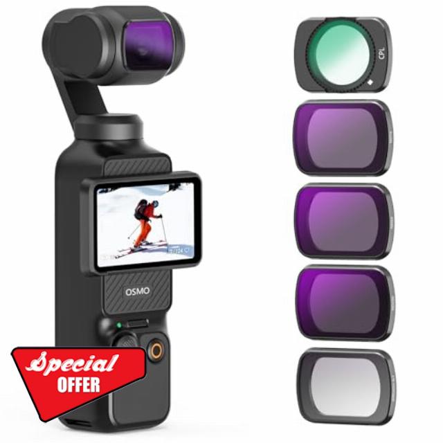 ND Filter Kit for DJI Osmo Pocket 3 Accessories (1/4 Black Mist/CPL / ND16 / ND64 / ND256) Travel Vlog Filters Ket for DJI Pocket3