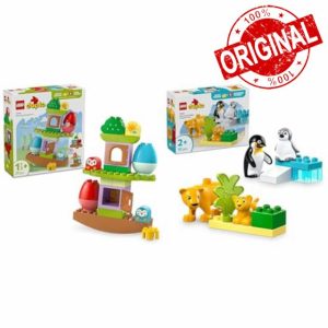LEGO DUPLO My First Balancing & Stacking Tree + Wild Animal Families: Penguins & Lions Educational Toys Toddler Learning Set 10440 + 10442