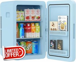 Rebongki Mini Fridge 22L/ 30 Cans Cooler and Warmer Portable Mini Fridge for Bedrooms with Adjustable Shelves
