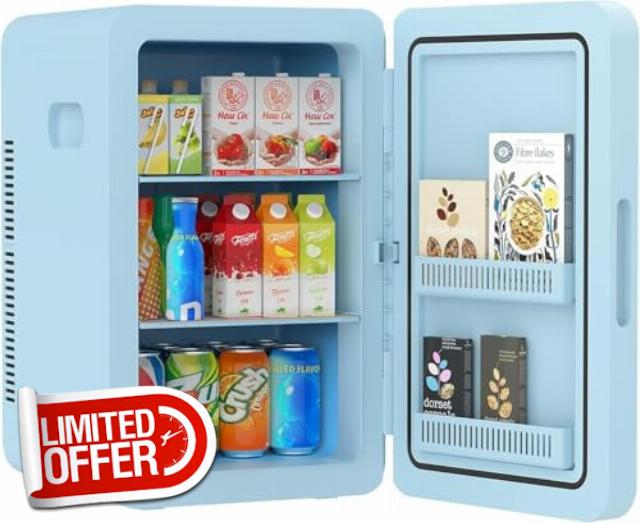 Rebongki Mini Fridge 22L/ 30 Cans Cooler and Warmer Portable Mini Fridge for Bedrooms with Adjustable Shelves