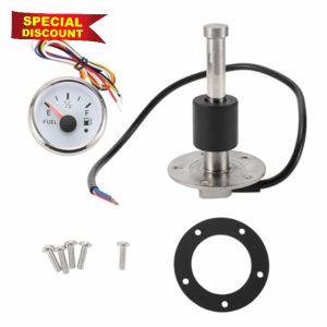 A ABSOPRO 100mm Fuel Sending Unit and Gauge Kit 3.9" Boat Fuel Tank Sending Unit Fuel Water Level Sensor and Fuel Gauge for Boat Car Truck RV