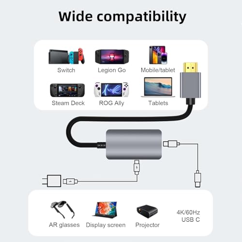 4K@60Hz HDMI Male to USB-C Female Cable Adapter for Nrea-l Air