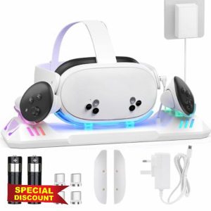 LYtech VR Charging Dock for Quest 3S/Quest 3 Charging Stand for Meta Quest 3S/Quest 3 Magnetic Charging Station for VR Headset & Controllers